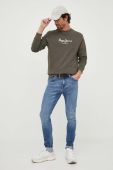 Бавовняна кофта Pepe Jeans Edward Crew чоловіча колір зелений з принтом