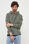 Бавовняна кофта Pepe Jeans чоловіча колір зелений з капюшоном однотонна