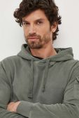 Бавовняна кофта Pepe Jeans чоловіча колір зелений з капюшоном однотонна