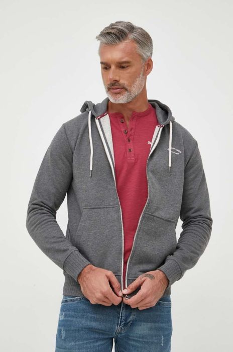 Кофта Pepe Jeans Mehmet чоловіча колір сірий з капюшоном з принтом