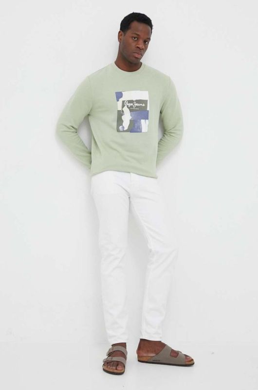 Бавовняна кофта Pepe Jeans Oldwive чоловіча колір зелений з принтом (3298321) фото 2