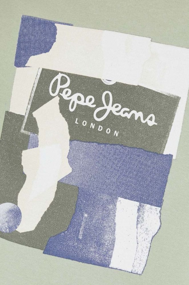 Бавовняна кофта Pepe Jeans Oldwive чоловіча колір зелений з принтом (3298321) фото 5