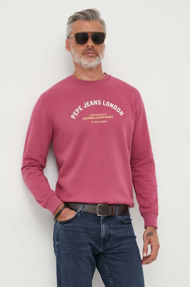Бавовняна кофта Pepe Jeans Medley чоловіча колір рожевий з принтом