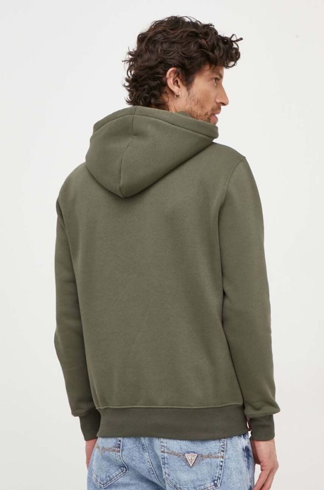 Кофта Alpha Industries чоловіча колір зелений з капюшоном однотонна 196318.142-DarkOlive фото 3