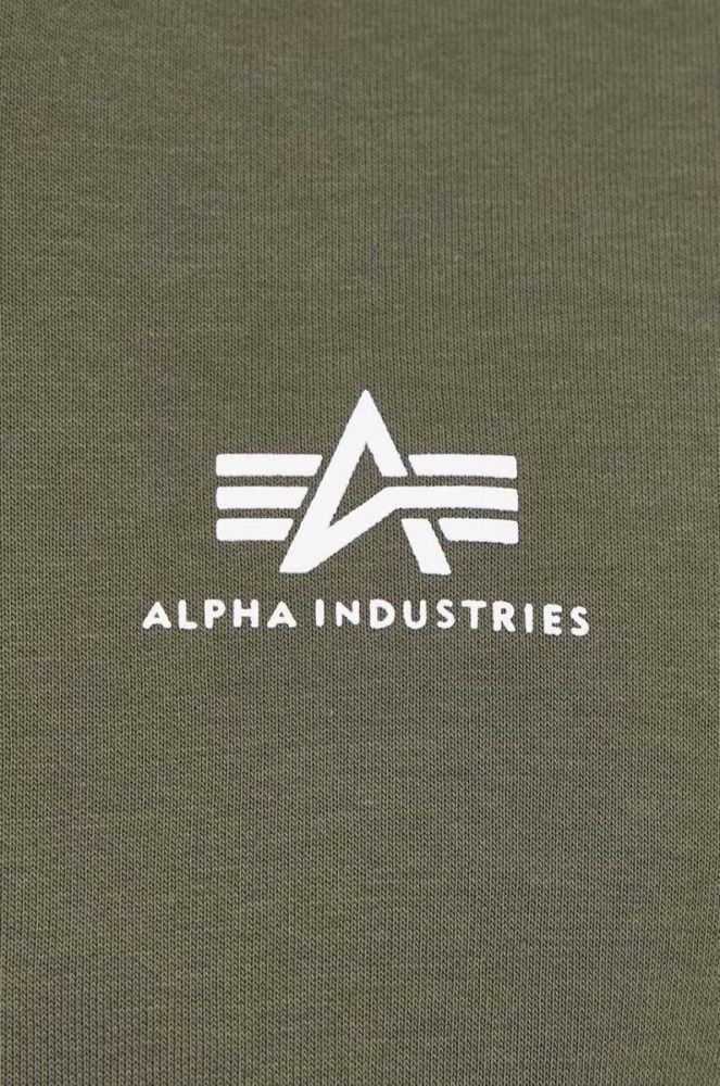 Кофта Alpha Industries чоловіча колір зелений з капюшоном однотонна 196318.142-DarkOlive фото 5