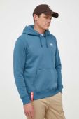 Кофта Alpha Industries чоловіча з капюшоном з принтом колір блакитний