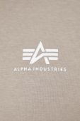 Кофта Alpha Industries чоловіча колір бежевий з капюшоном з принтом