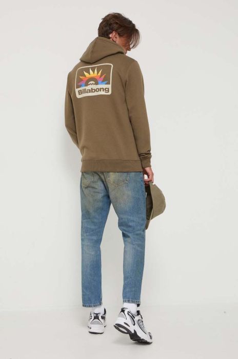 Кофта Billabong чоловіча колір зелений з капюшоном з принтом (3458288)
