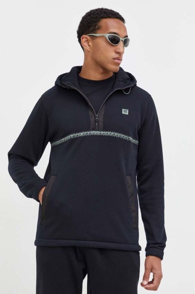 Кофта Billabong чоловіча колір чорний з капюшоном однотонна фото 2