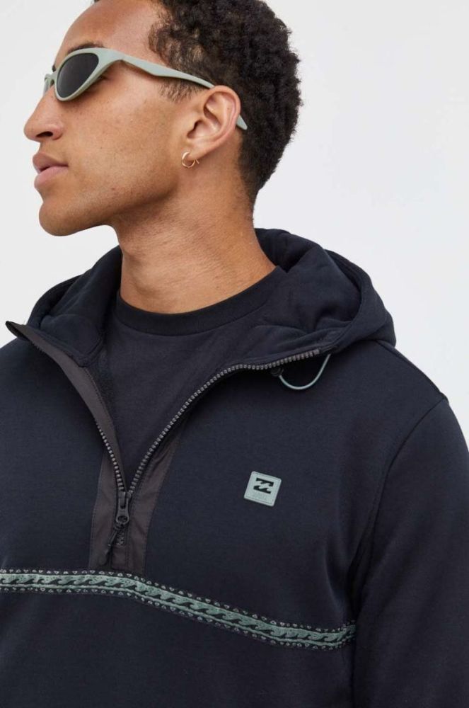 Кофта Billabong чоловіча колір чорний з капюшоном однотонна фото 4