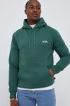 Кофта Billabong чоловіча колір зелений з капюшоном однотонна Кофта Billabong чоловіча колір зелений з капюшоном однотонна