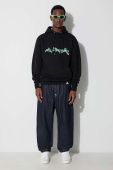 Бавовняна кофта Filling Pieces чоловіча колір чорний з капюшоном з принтом (3537365)