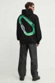 Бавовняна кофта Filling Pieces чоловіча колір чорний з капюшоном з принтом (3537369)