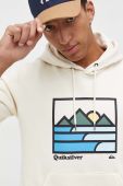 Кофта Quiksilver чоловіча колір бежевий з капюшоном з принтом (3590865)