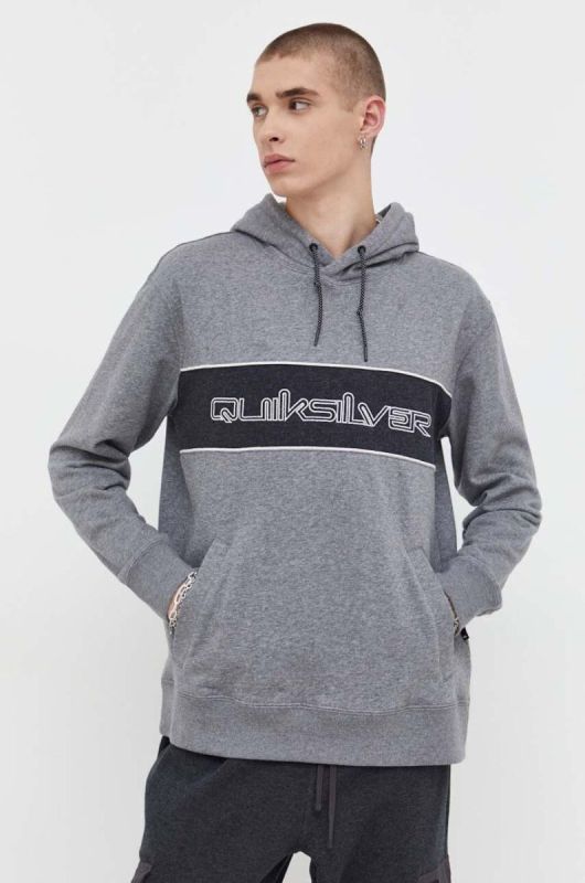 Кофта Quiksilver чоловіча колір сірий з капюшоном візерунок фото 2