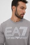Бавовняна кофта EA7 Emporio Armani чоловіча колір сірий з принтом Бавовняна кофта EA7 Emporio Armani чоловіча колір сірий з принтом