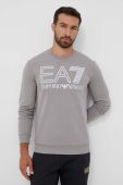Бавовняна кофта EA7 Emporio Armani чоловіча колір сірий з принтом
