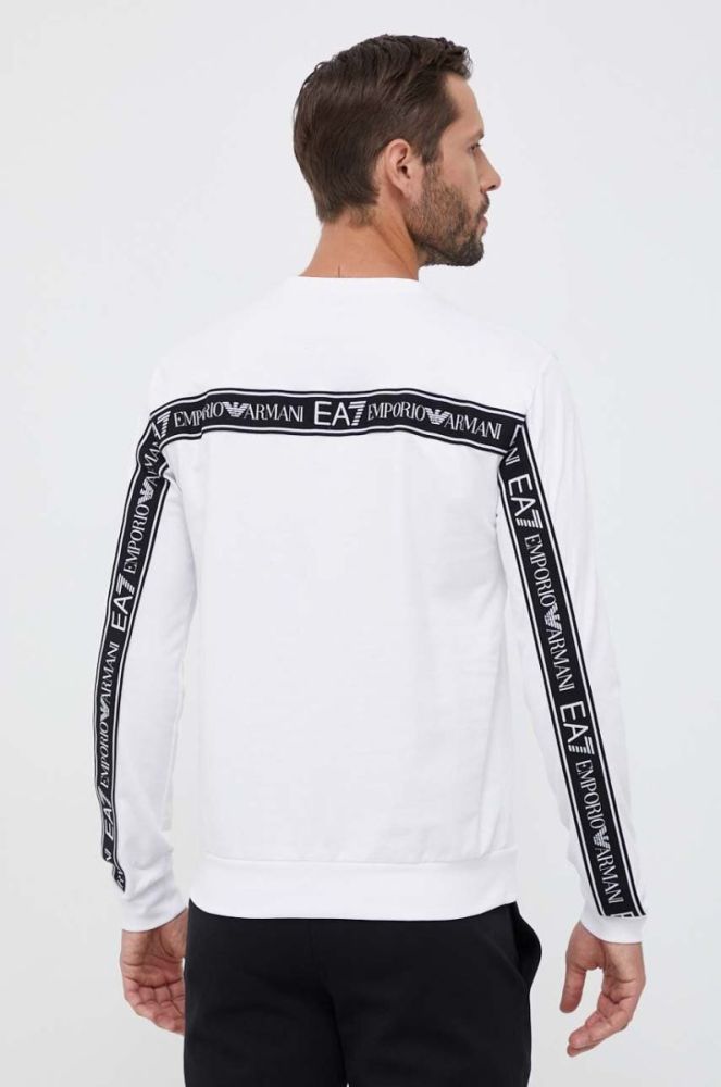 Бавовняна кофта EA7 Emporio Armani чоловіча колір білий з аплікацією фото 3