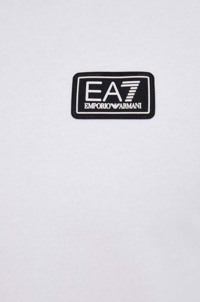 Бавовняна кофта EA7 Emporio Armani чоловіча колір білий з аплікацією фото 6