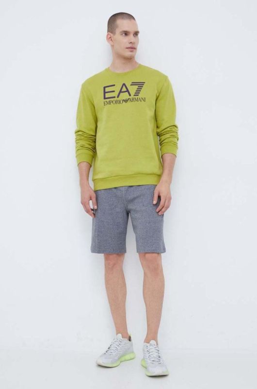 Бавовняна кофта EA7 Emporio Armani чоловіча колір зелений з аплікацією (3510070) фото 2