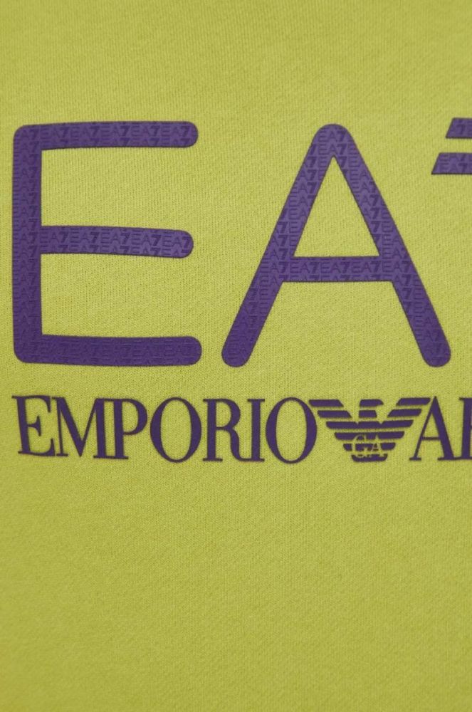 Бавовняна кофта EA7 Emporio Armani чоловіча колір зелений з аплікацією (3510070) фото 5