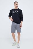 Бавовняна кофта EA7 Emporio Armani чоловіча колір чорний з аплікацією (3510065)