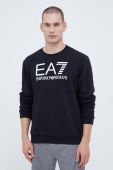 Бавовняна кофта EA7 Emporio Armani чоловіча колір чорний з аплікацією (3510065)