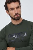 Бавовняна кофта EA7 Emporio Armani чоловіча колір зелений з принтом