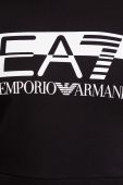 Бавовняна кофта EA7 Emporio Armani чоловіча колір чорний з капюшоном з принтом (3305836)