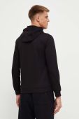Бавовняна кофта EA7 Emporio Armani чоловіча колір чорний з капюшоном з принтом (3305841)