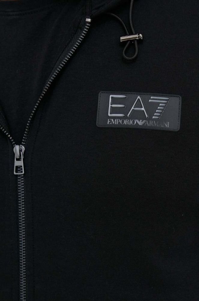 Кофта EA7 Emporio Armani чоловіча колір чорний з капюшоном однотонна (3385708) фото 5