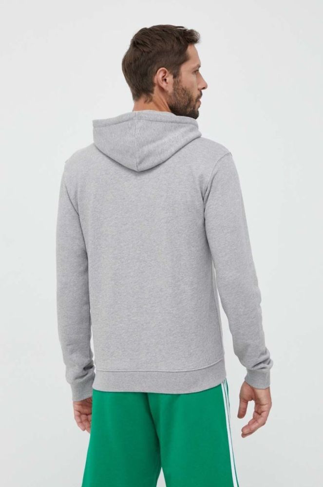 Бавовняна кофта adidas Originals чоловіча колір сірий з капюшоном візерунок фото 3