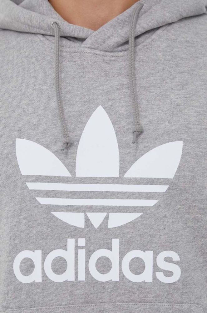 Бавовняна кофта adidas Originals чоловіча колір сірий з капюшоном візерунок фото 5