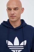 Бавовняна кофта adidas Originals чоловіча колір синій з капюшоном з принтом