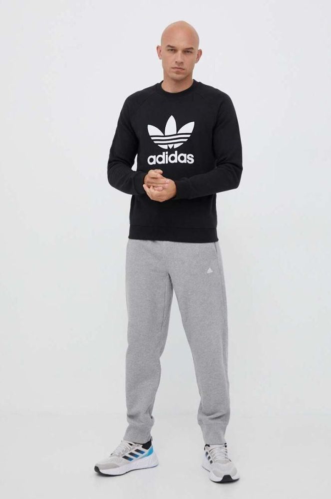 Бавовняна кофта adidas Originals чоловіча колір чорний з принтом (3362502) фото 2