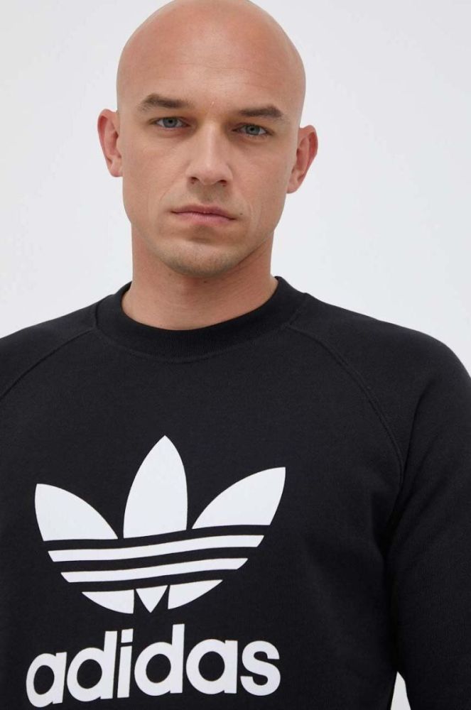 Бавовняна кофта adidas Originals чоловіча колір чорний з принтом (3362502) фото 4