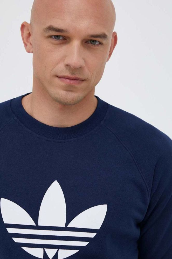 Бавовняна кофта adidas Originals чоловіча колір синій з принтом (3362507) фото 4