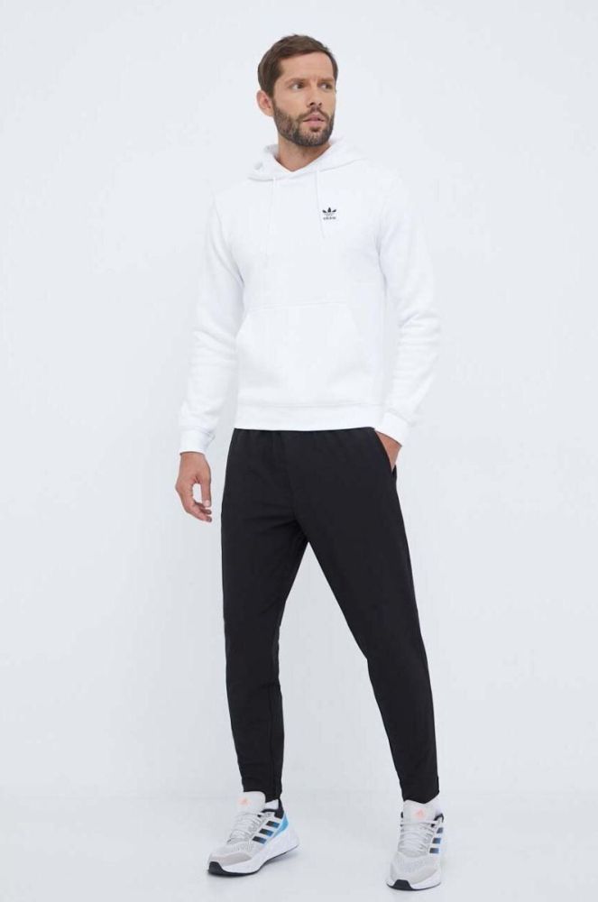 Кофта adidas Originals чоловіча колір білий з капюшоном однотонна фото 2