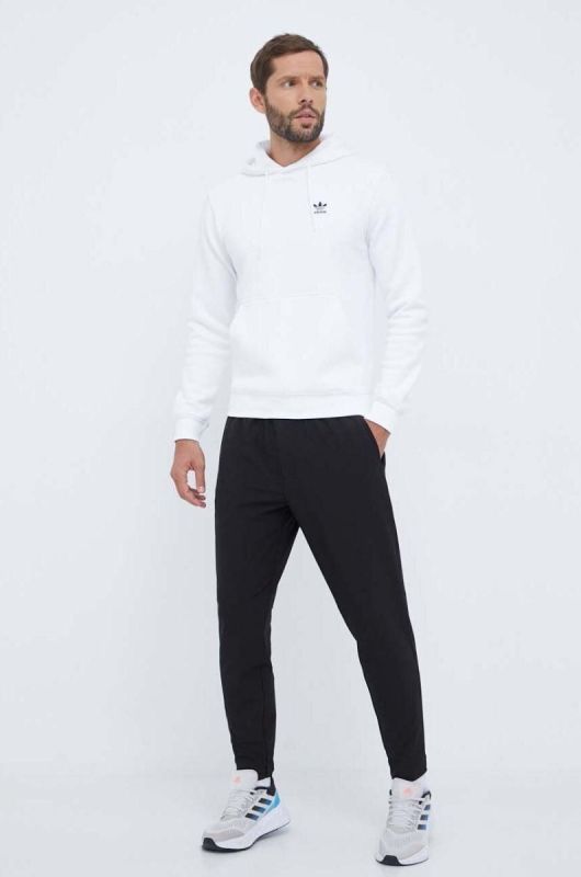 Кофта adidas Originals чоловіча колір білий з капюшоном однотонна фото 2