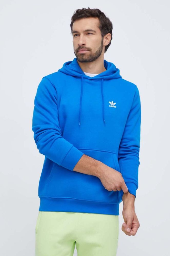 Кофта adidas Originals чоловіча з капюшоном однотонна колір блакитний