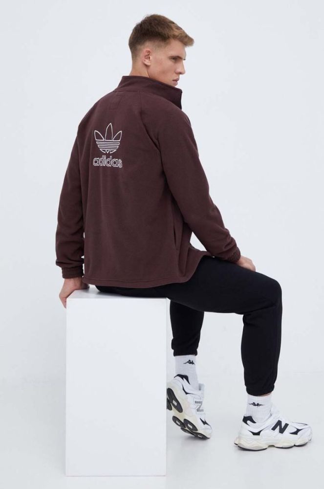 Кофта adidas Originals чоловіча колір коричневий однотонна фото 3