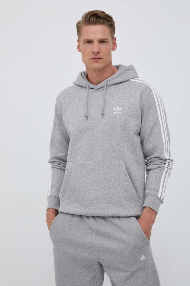 Кофта adidas Originals чоловіча колір сірий з капюшоном меланж (3353988)