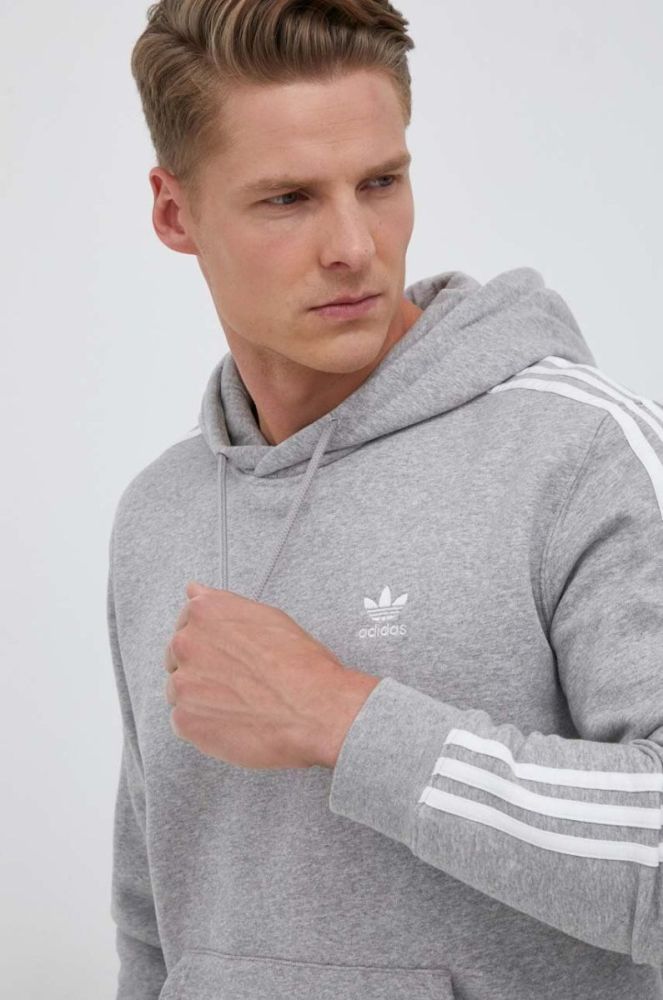 Кофта adidas Originals чоловіча колір сірий з капюшоном меланж (3353988) фото 4