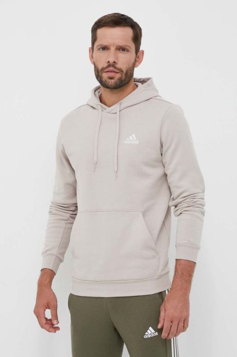 Кофта adidas чоловіча колір бежевий з капюшоном однотонна (3321806)