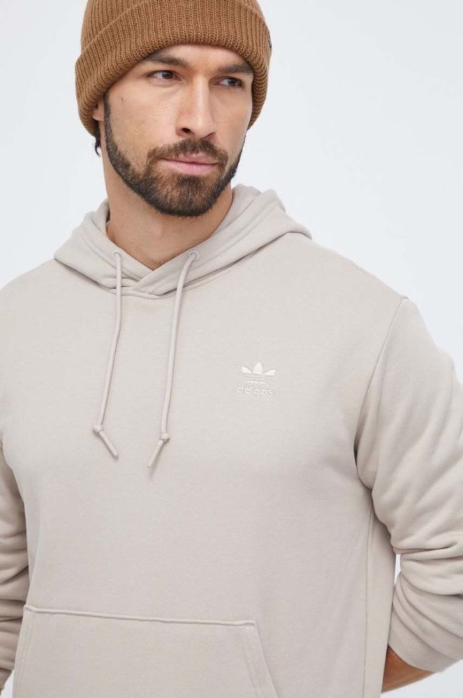 Бавовняна кофта adidas Originals чоловіча колір бежевий з капюшоном з принтом фото 6