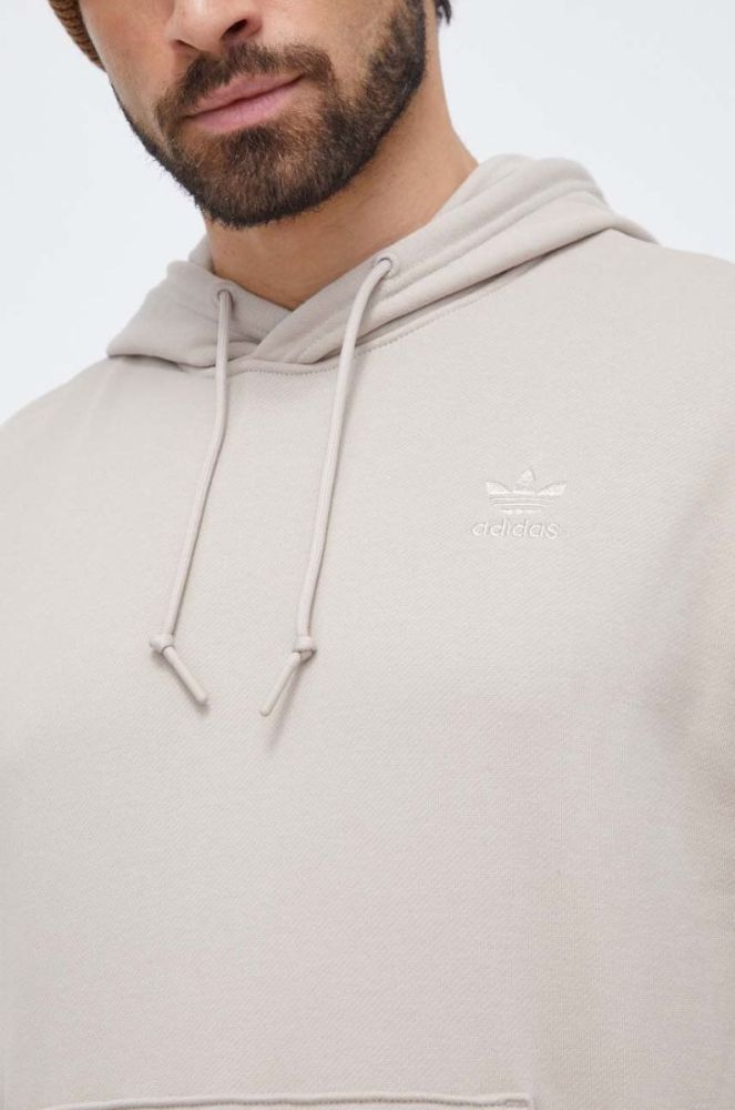 Бавовняна кофта adidas Originals чоловіча колір бежевий з капюшоном з принтом фото 7