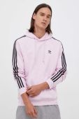 Кофта adidas Originals чоловіча колір рожевий з капюшоном з аплікацією