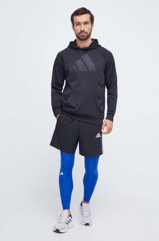 Тренувальна кофта adidas Performance колір чорний з капюшоном з принтом (3632587) фото 2