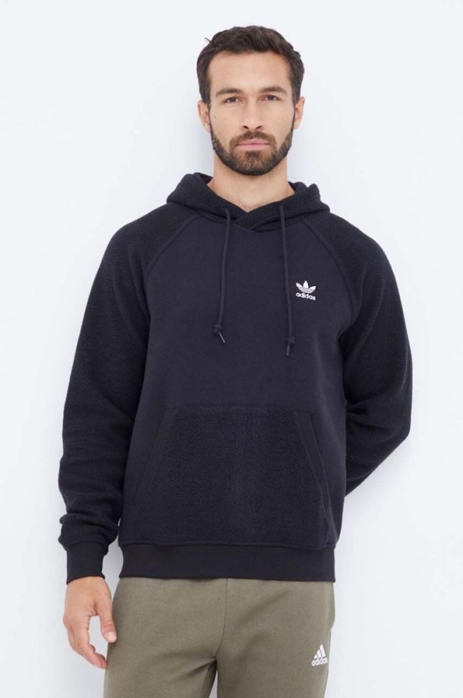Кофта adidas Originals чоловіча колір чорний з капюшоном з аплікацією (3506590) фото 3