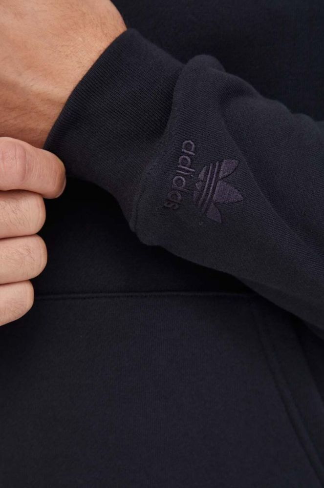 Бавовняна кофта adidas Originals чоловіча колір чорний з капюшоном з принтом (3506594) фото 5